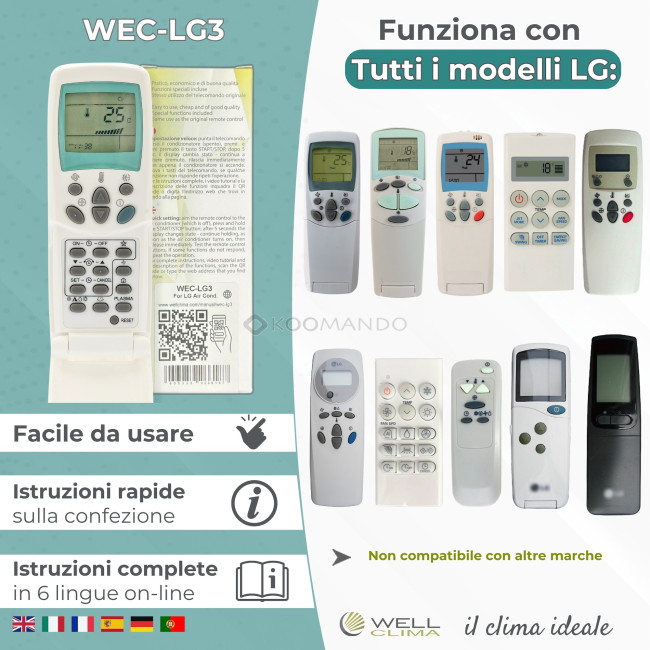Telecomando Sostitutivo Per Climatizzatore LG AKB73835320 | Modelli LAN120HSV4, LAN180HSV4, LSN240HEV1 - 4